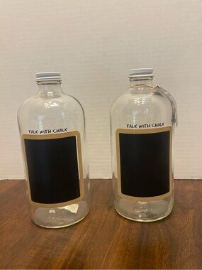 Catamount Glass Talk With Chalk Glass Bottle With Lid. Set Of 2. New With Tags.